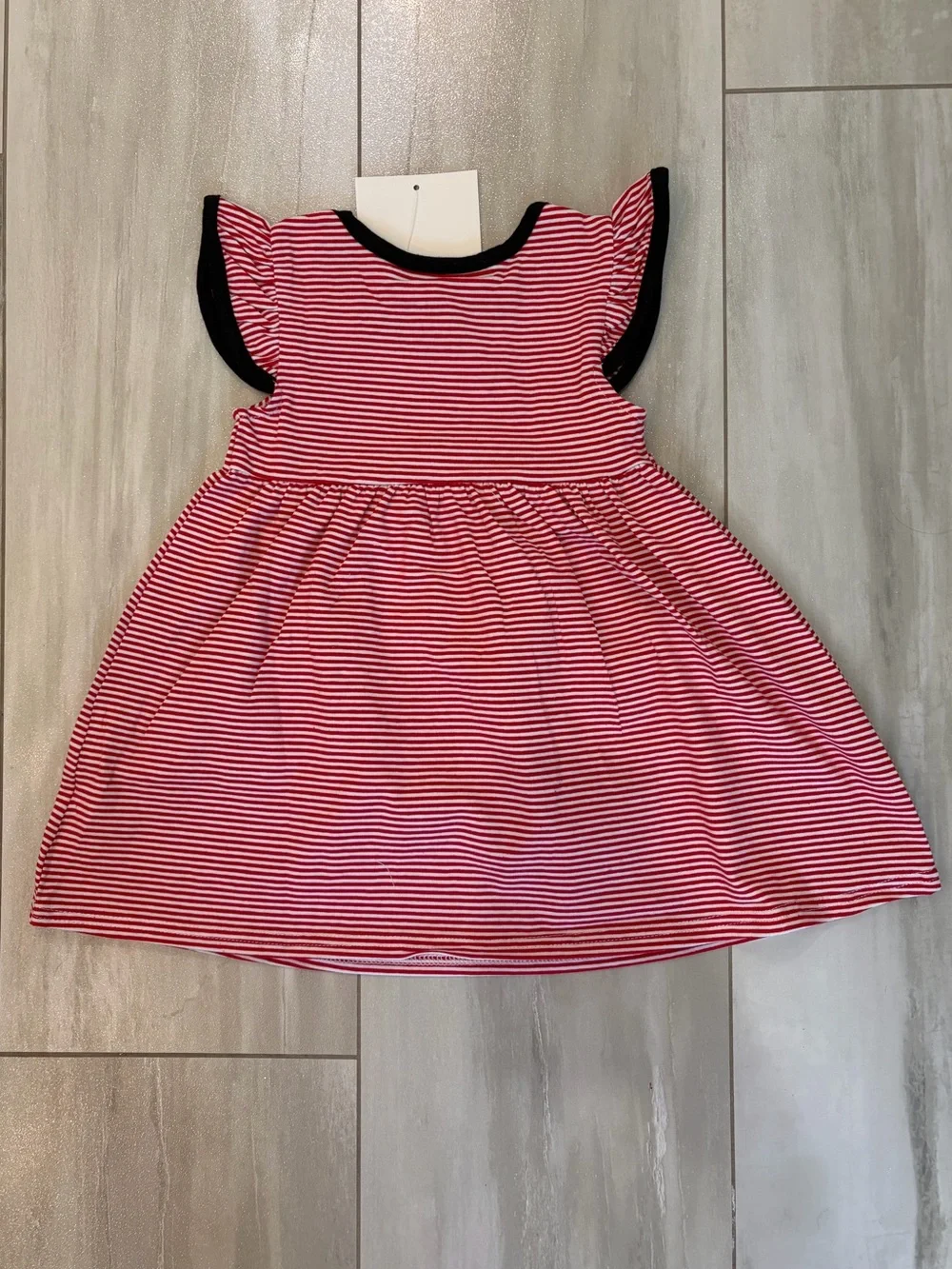 NWT Trotter Street Kids Red & Black Game Day Flutter Pocket Dress Girls 18M